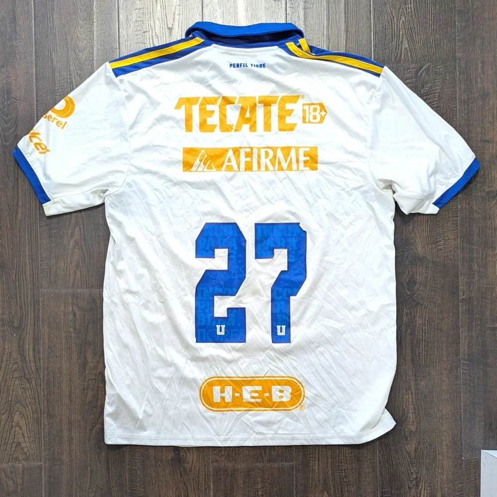 Adidas Tigres UANL 2022 Away Jersey White Blue Gold Soccer Shirt 2XL H13881